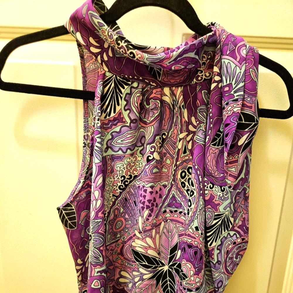 Necessary Objects Purple Paisley tank blouse. Sz M
